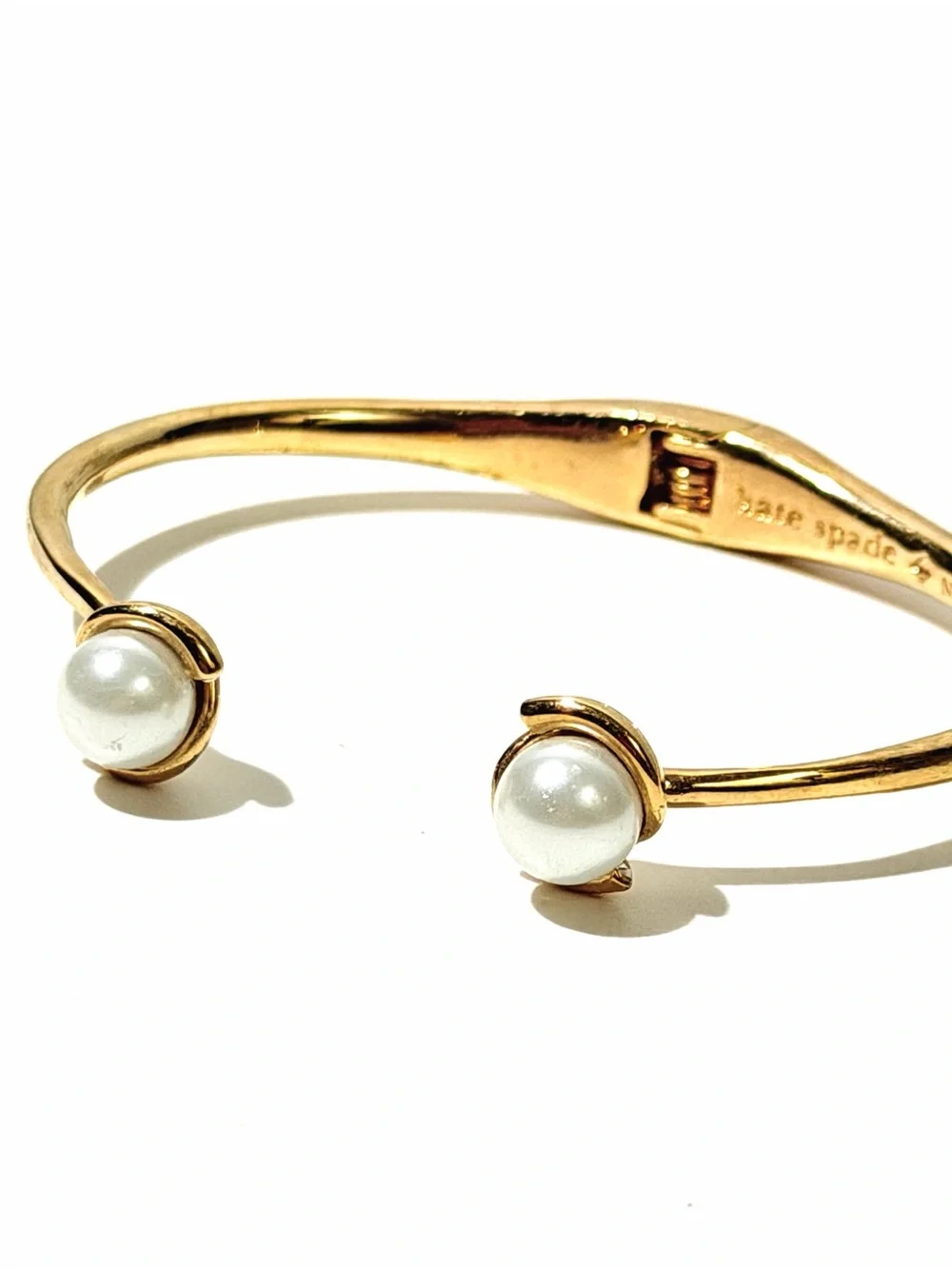kate spade ♠️ Gold Toned Pearl Open Cuff Bangle Bracelet